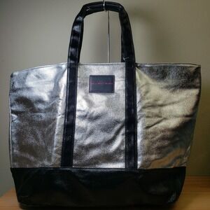 Victorias Secret Limited Edition Silver Weekender Tote Bag Packable Metallic NWT
